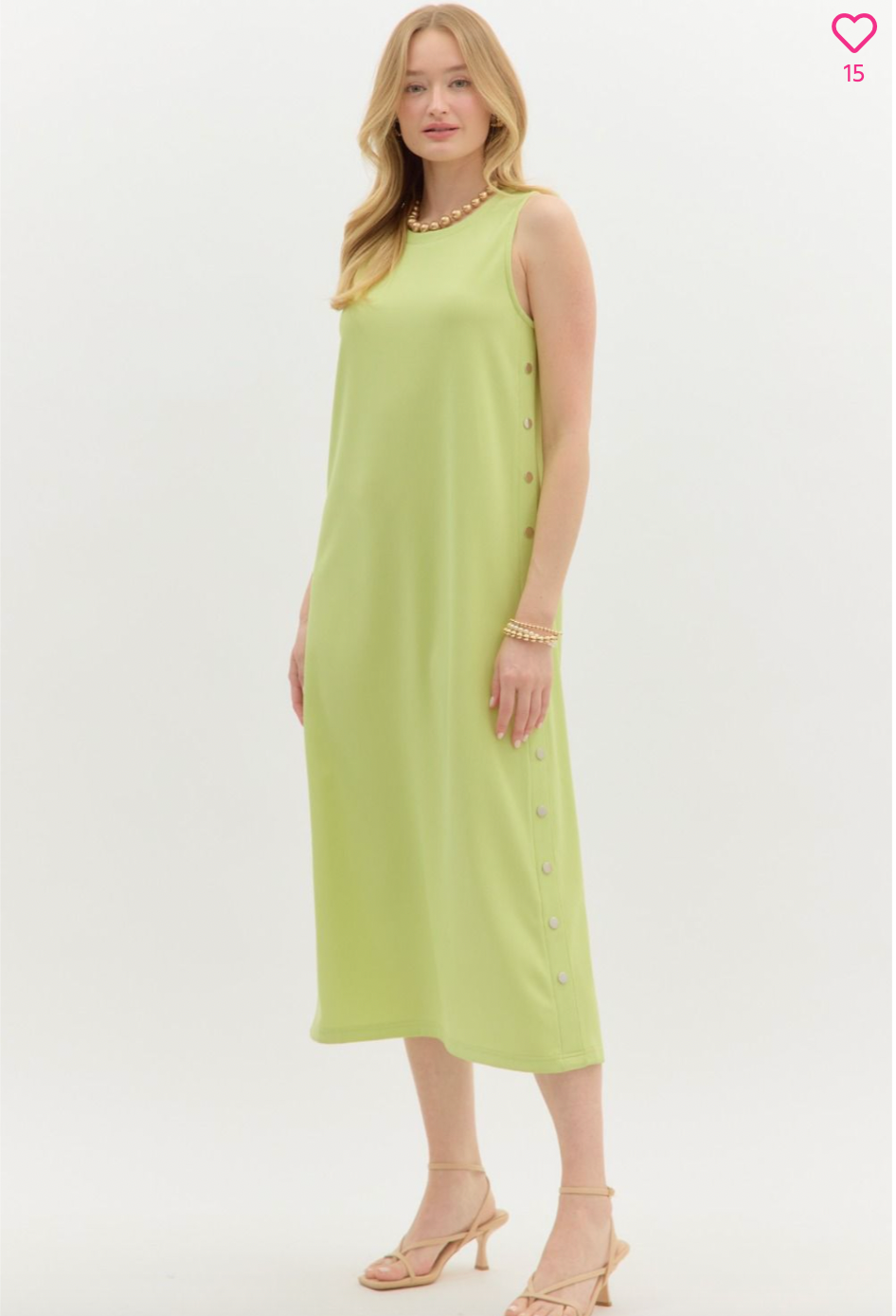 1470 Gold Button Side Dress