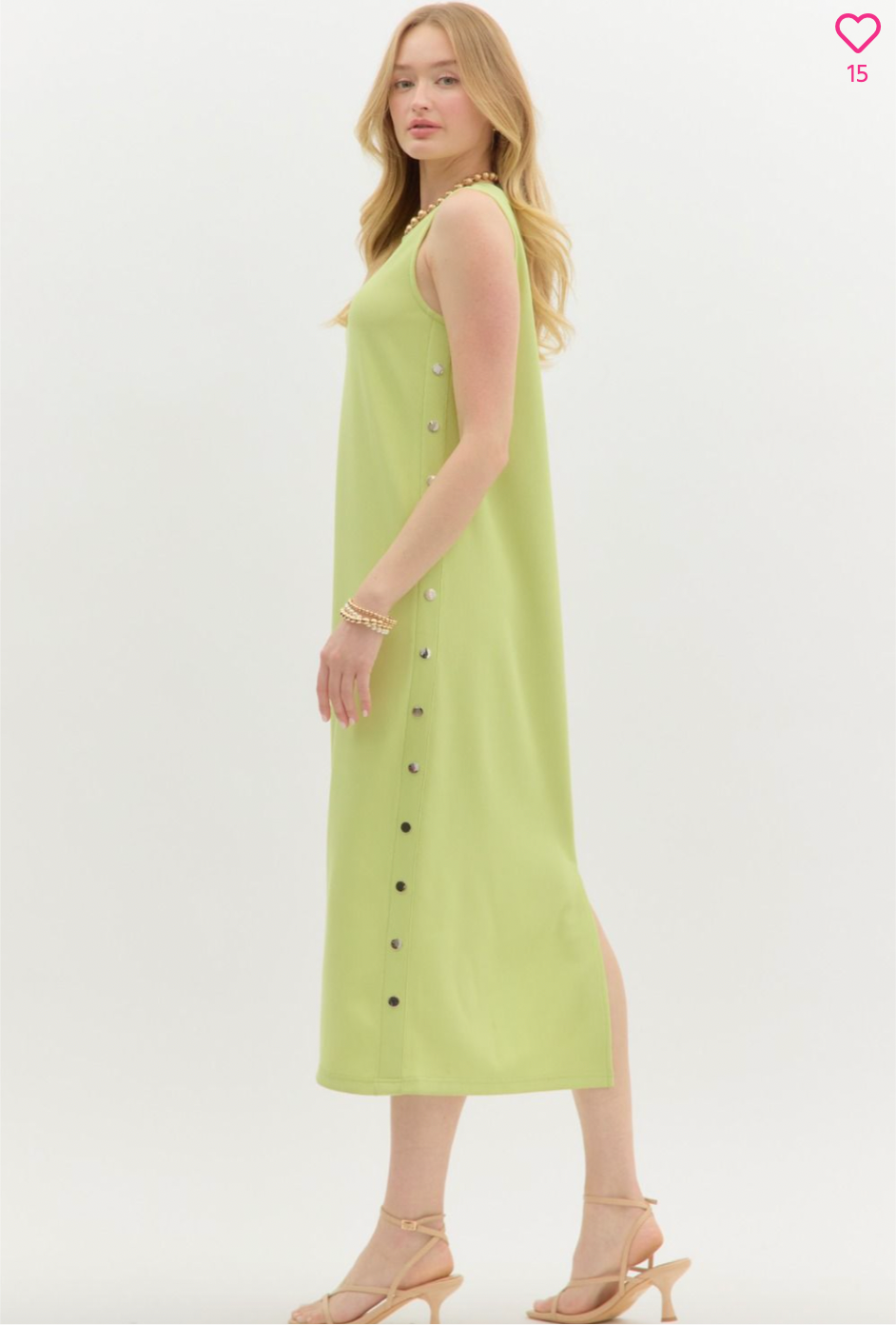 1470 Gold Button Side Dress