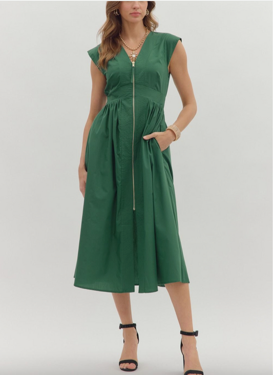 1675 Best Seller Zipper Midi Dress