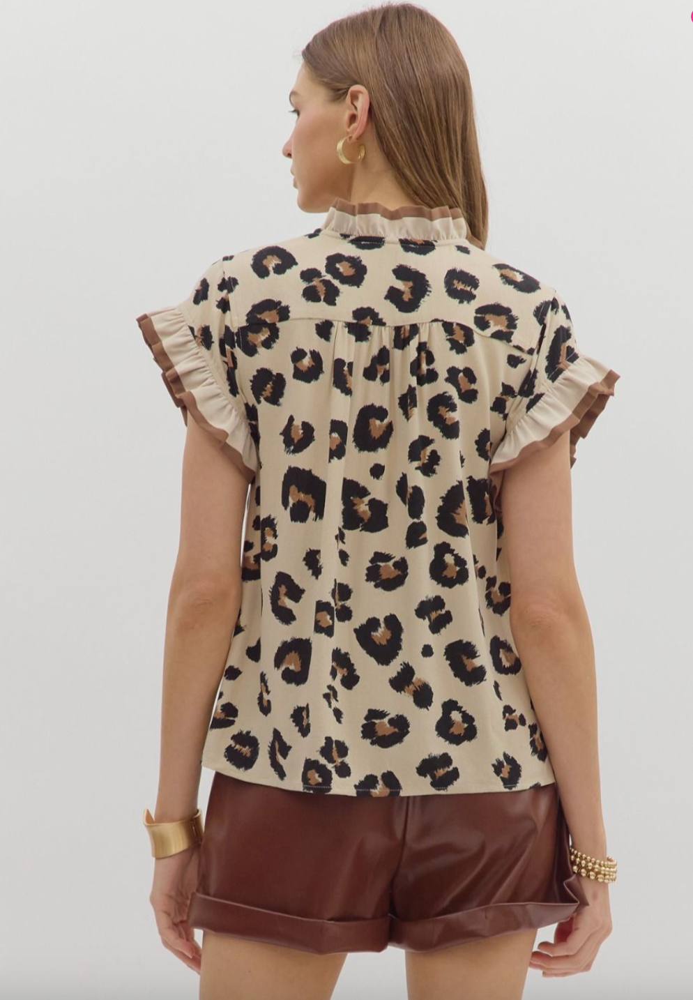 1669 Animal Print Ruffle Shirt