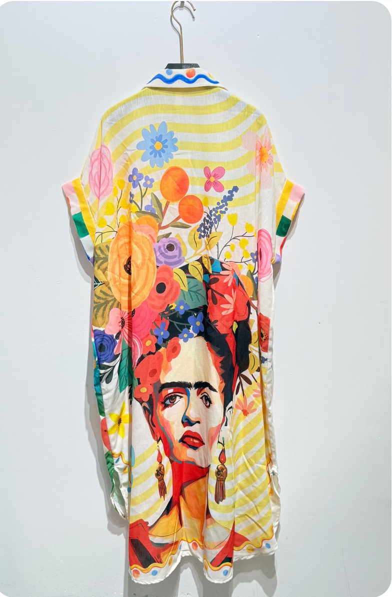 2491 More Amor Por Favor Onesize Italian Oversized Button Down Dress