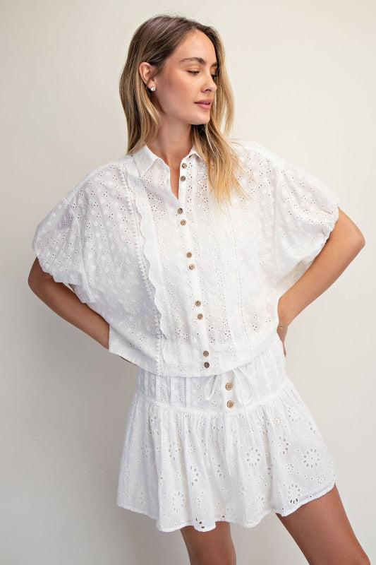 2202 White Eyelet Shirt