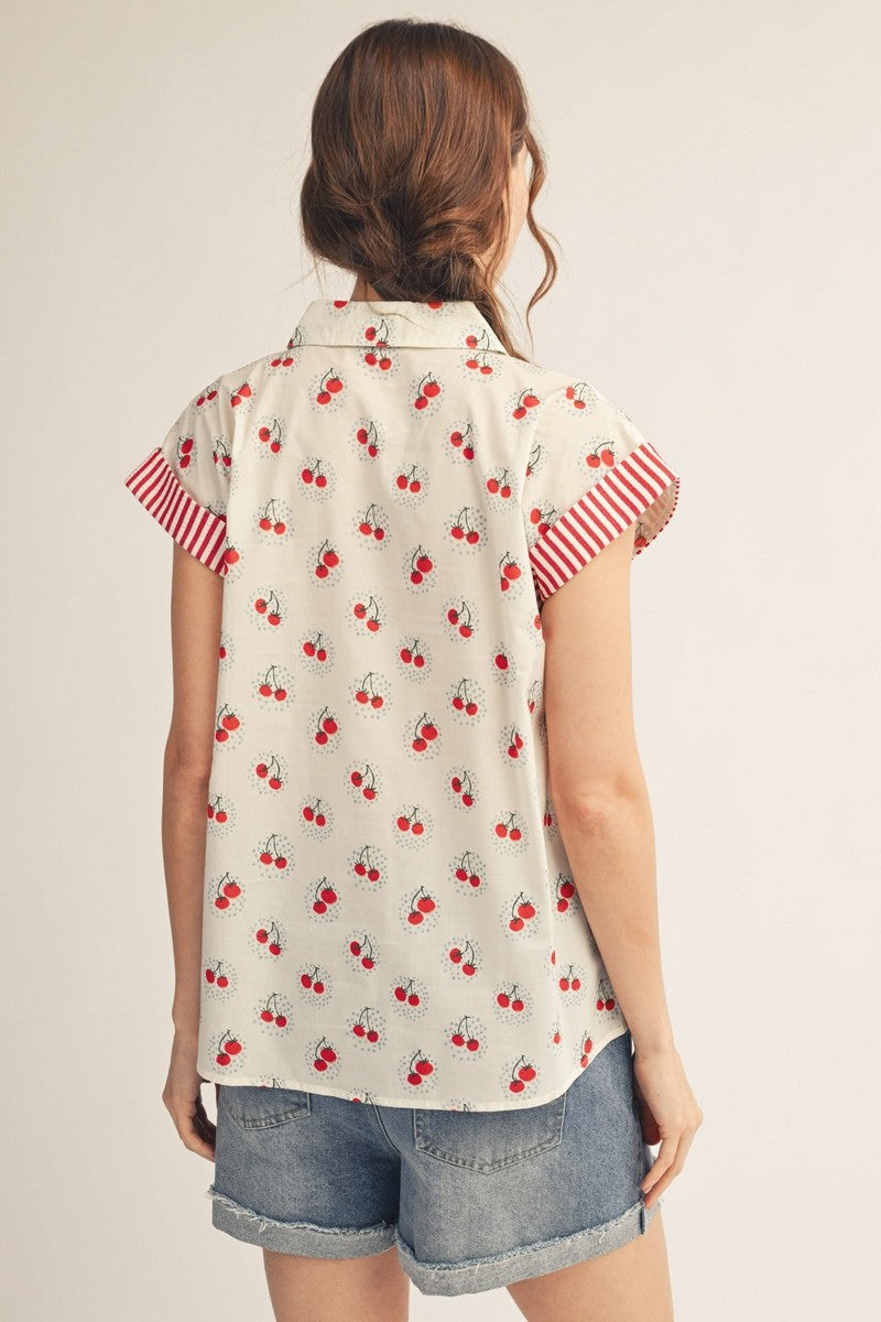 2378 Cherry Sleeveless Shirt