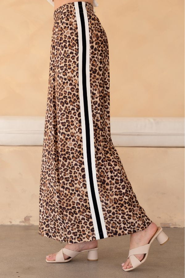 2649 Leopard Print Red Track Lines Pant