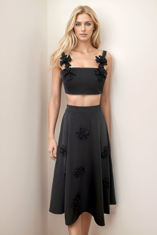 Flowers Crop Top & Skirt Set