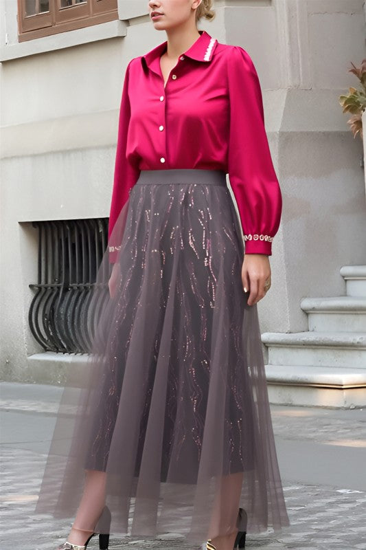 1955 Brown Tull & Sequin Skirt