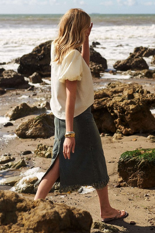 1057 Midi Denim Skirt