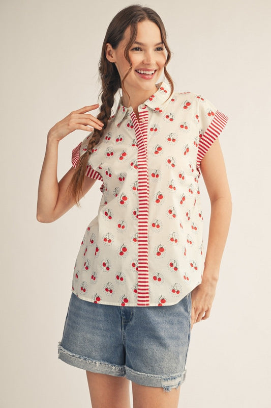 2378 Cherry Sleeveless Shirt