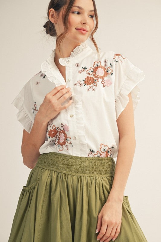 2194 Embroidered Floral Shirt