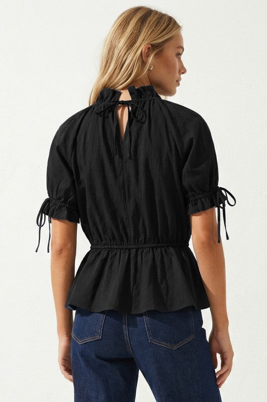2172 Mock Neck Elastic Waist