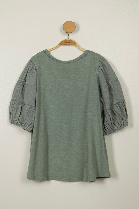 2111 Puff Sleeve Cotton T-Shirt