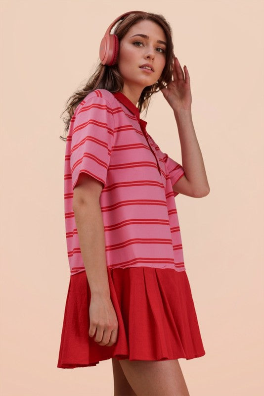 2082 Striped Drop Waist Dress