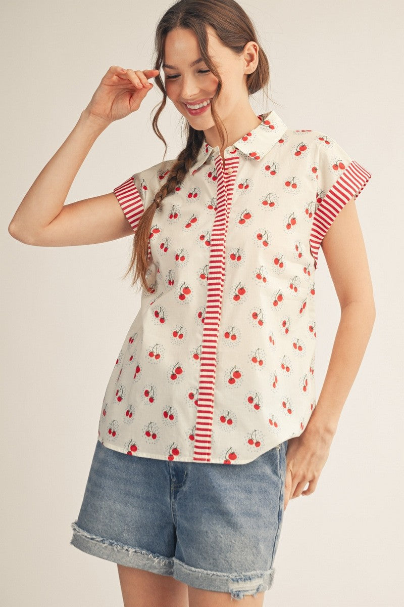 2378 Cherry Sleeveless Shirt