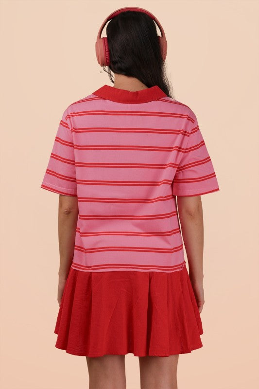 2082 Striped Drop Waist Dress
