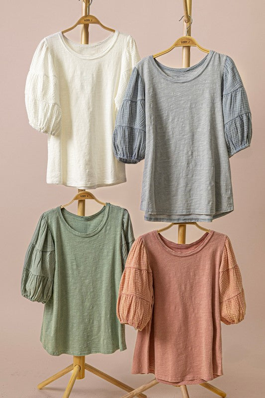 2111 Puff Sleeve Cotton T-Shirt