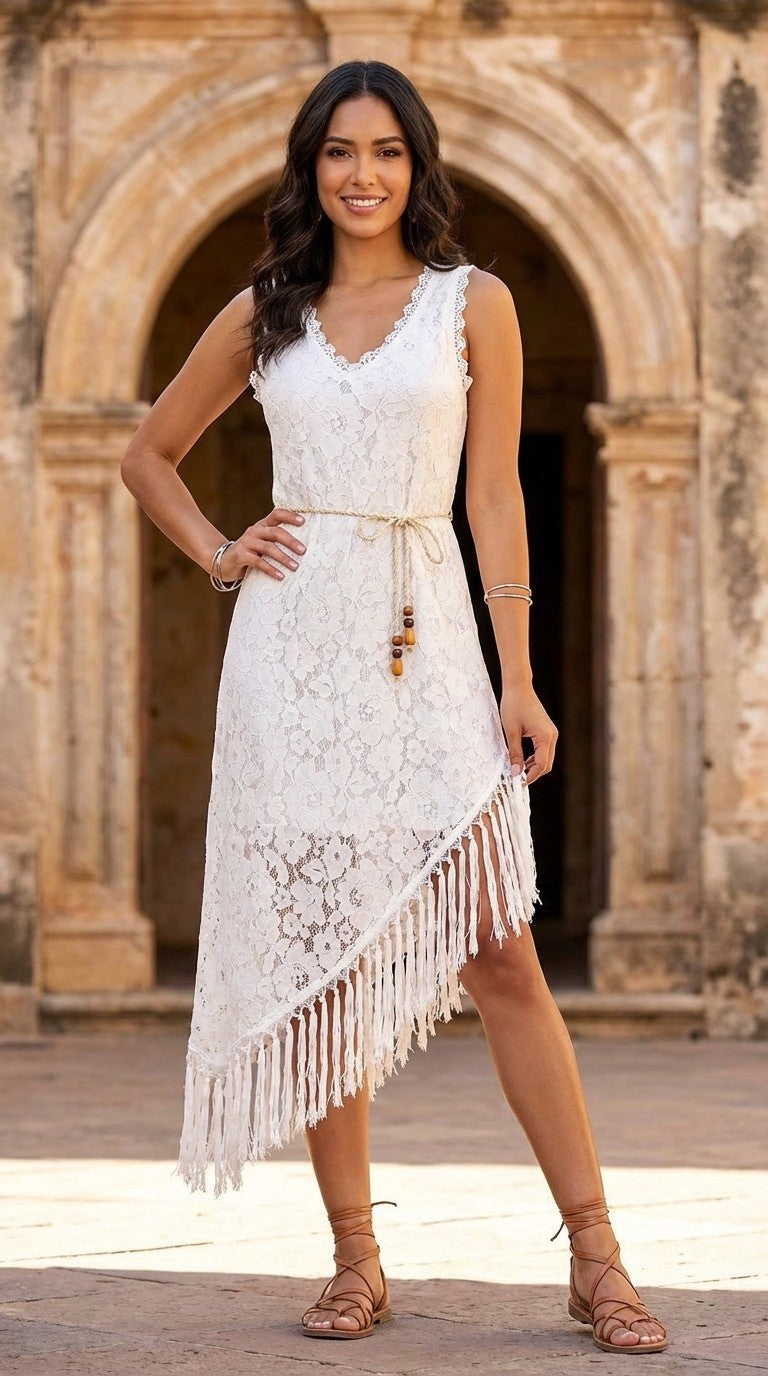 2432 White Lace Cover Up