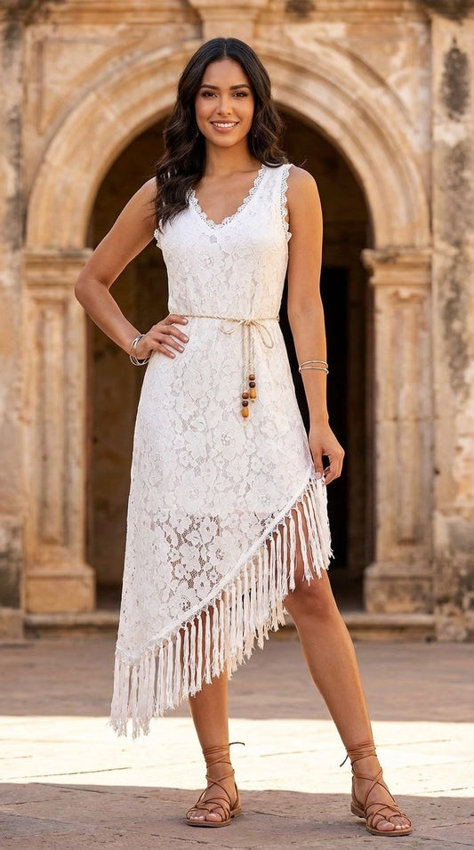 2432 White Lace Cover Up