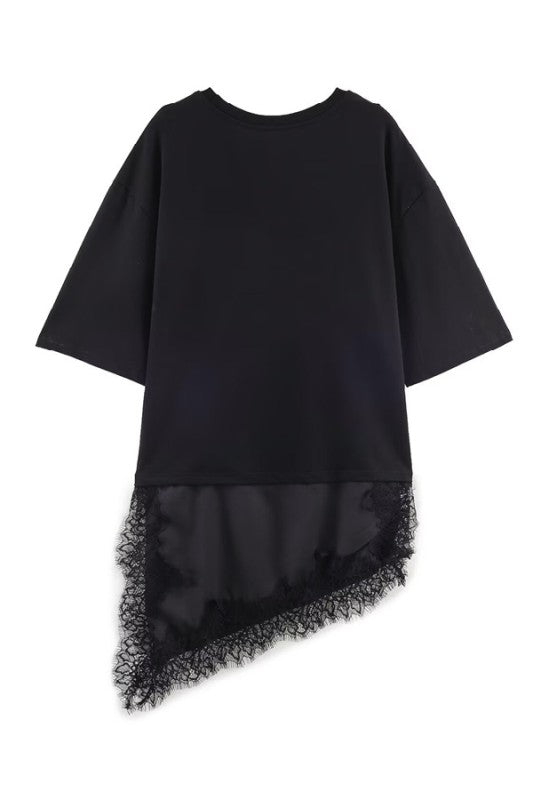 2110 Asymmetrical Lace Tunic Top
