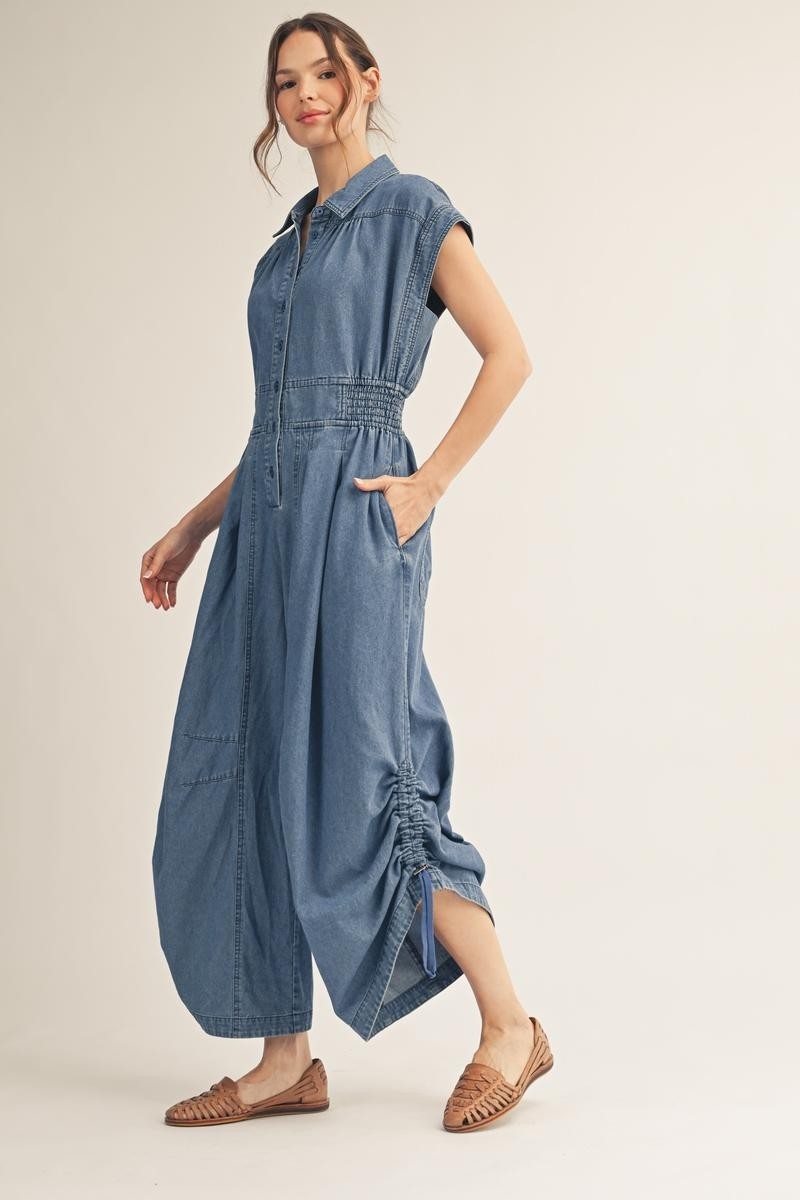 2377 Denim Ruffle Jumpsuit