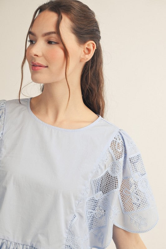 2196 Baby Blue Lace Top