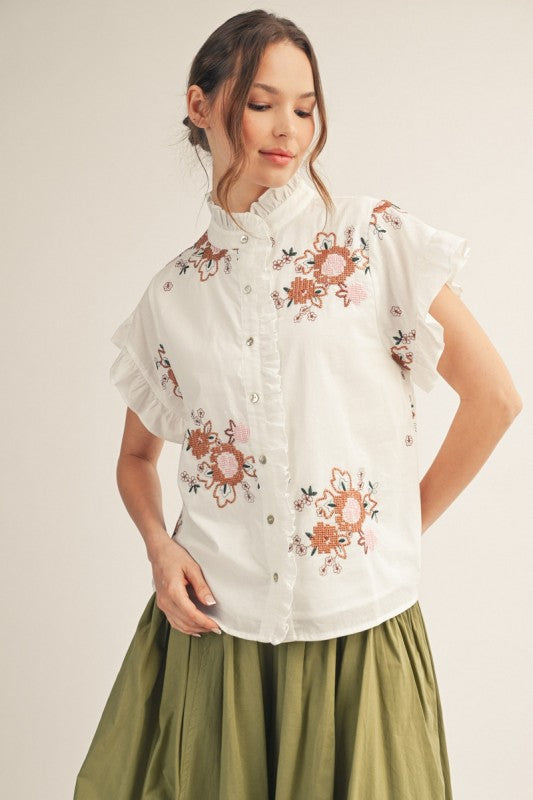 2194 Embroidered Floral Shirt