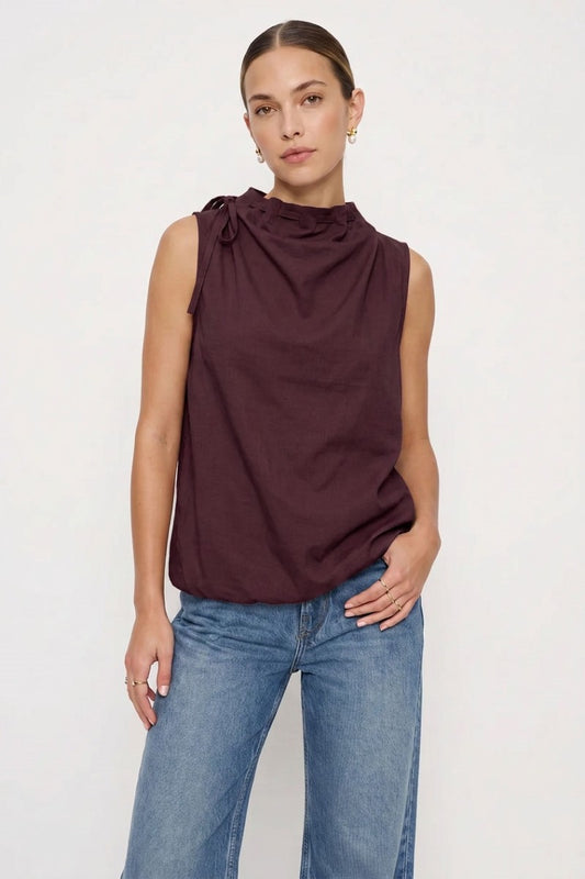 2739 Wine Mock Neck Top