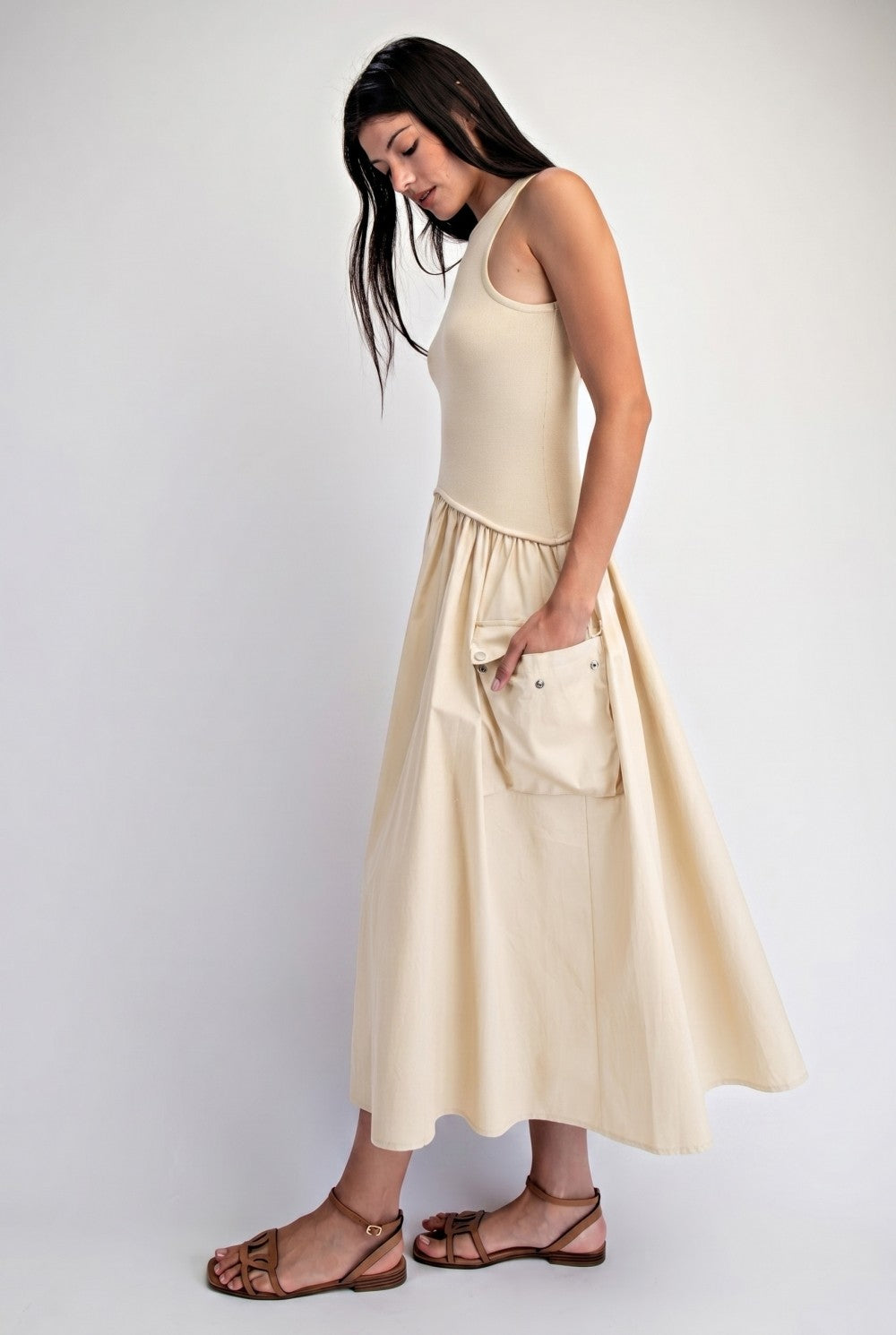 2440 Beige Cargo Dress