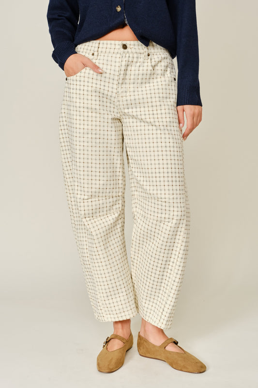 2742 Plaid Barrel Pant
