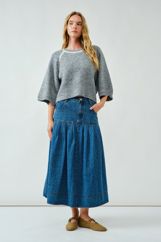 1936 Denim Midi Skirt
