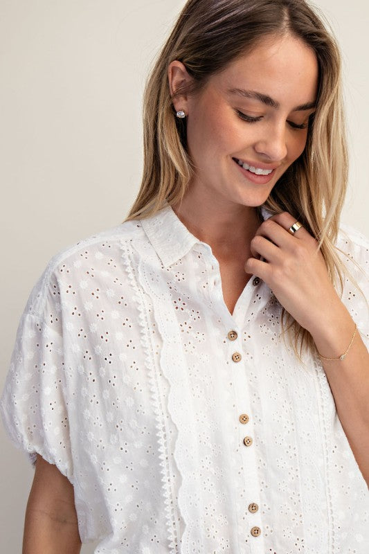2202 White Eyelet Shirt