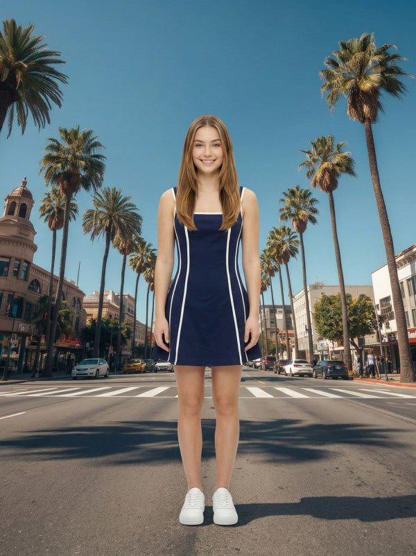 2145 Navy And White Trim Dress