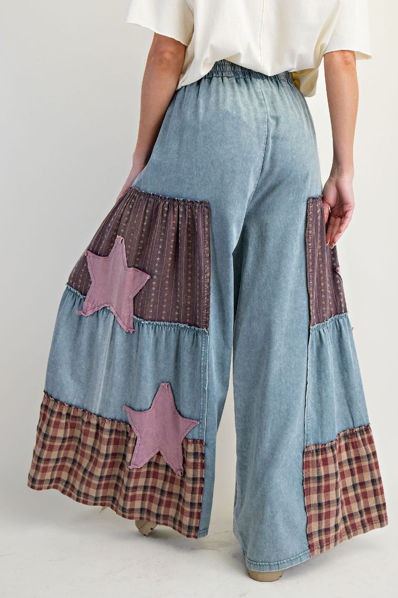 2504 Stars Wide Leg Patchwork Pant