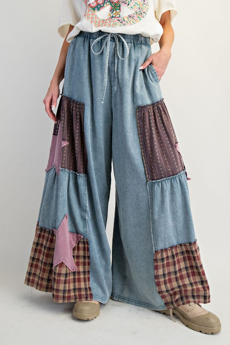 2504 Stars Wide Leg Patchwork Pant