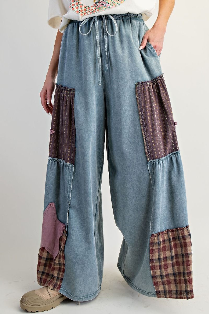 2504 Stars Wide Leg Patchwork Pant