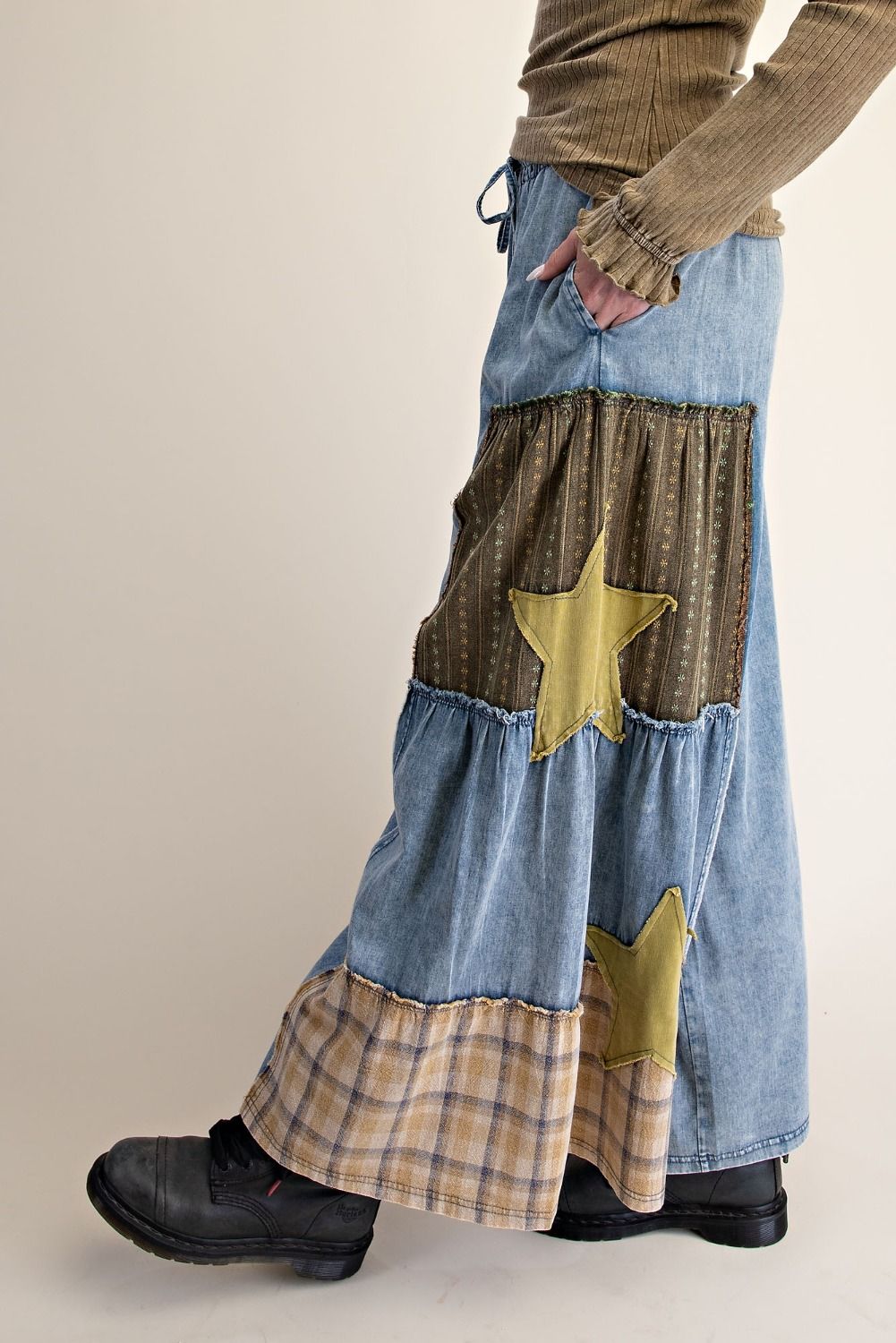 2504 Stars Wide Leg Patchwork Pant