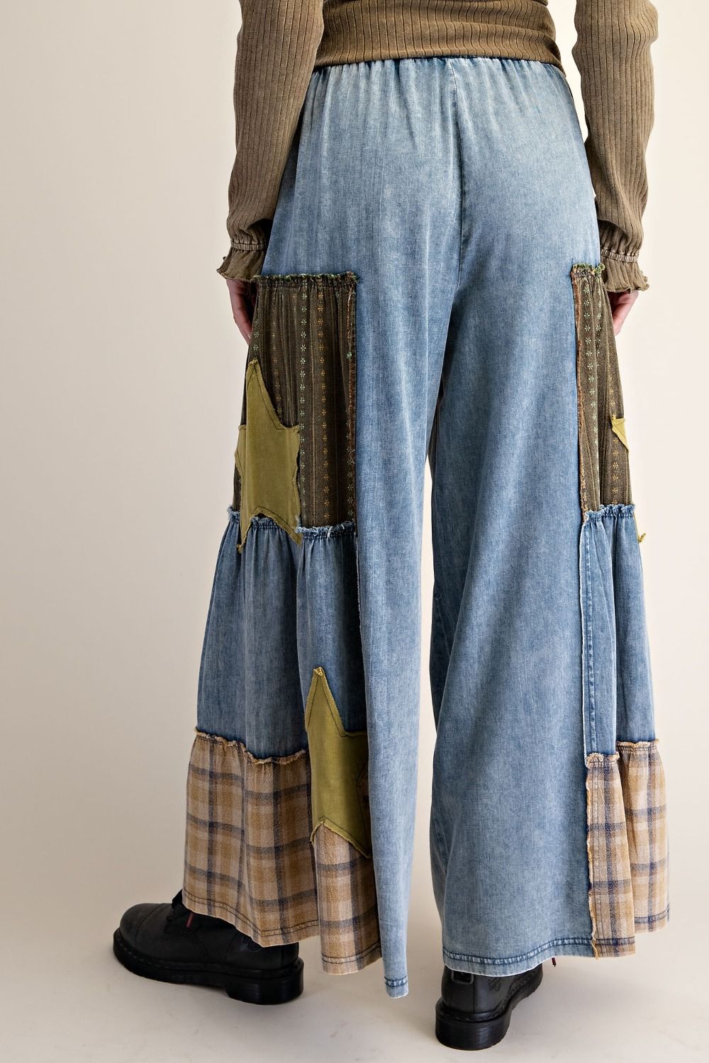 2504 Stars Wide Leg Patchwork Pant