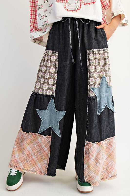 2327 Patchwork Wide Leg Pants