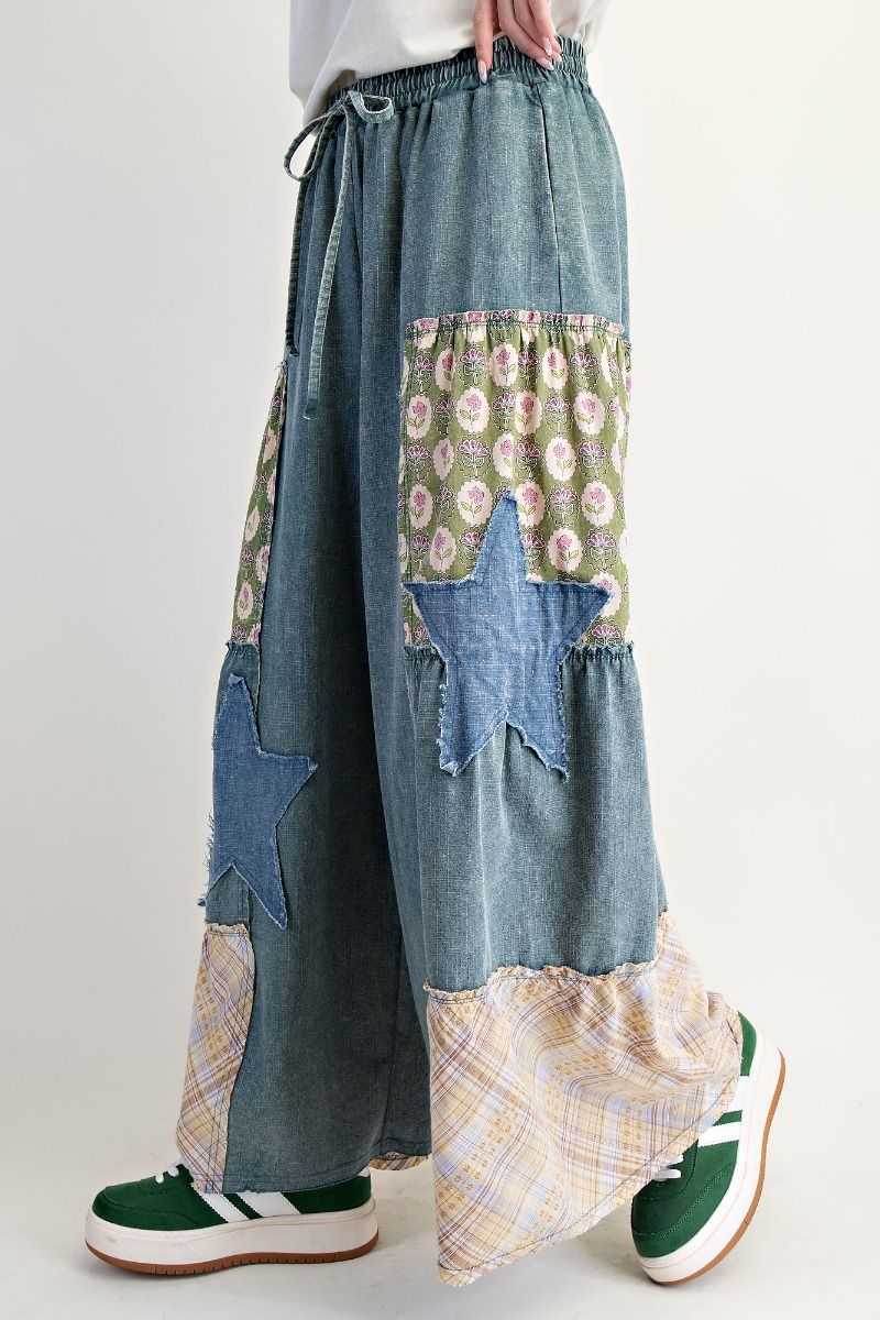 2327 Patchwork Wide Leg Pants