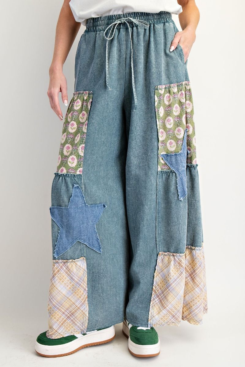 2327 Patchwork Wide Leg Pants