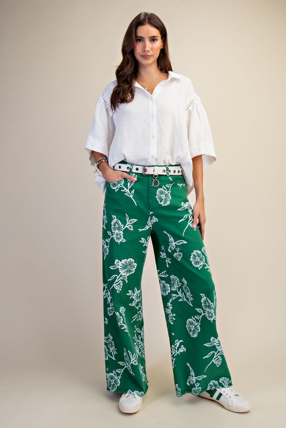 2448 Green Floral Prin Pant