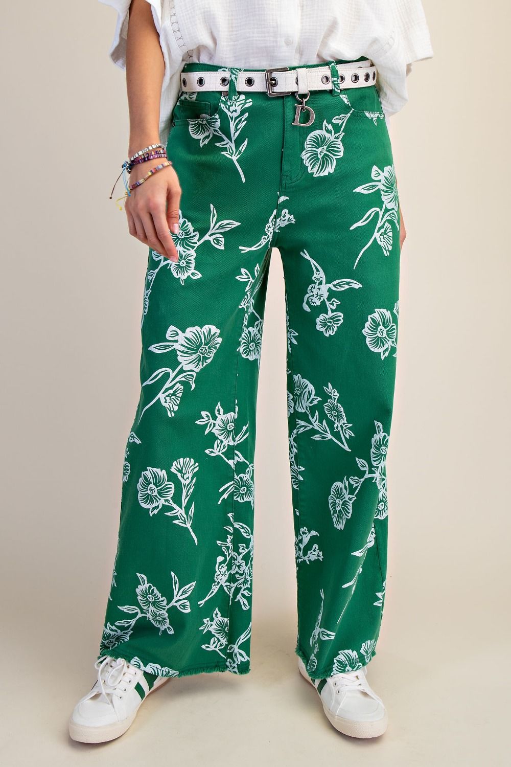 2448 Green Floral Prin Pant