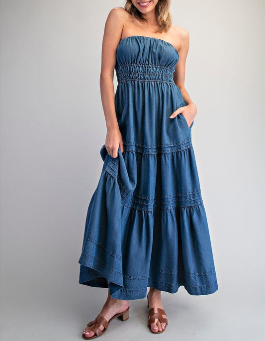 2371 Tensel Strapless Maxi Dress