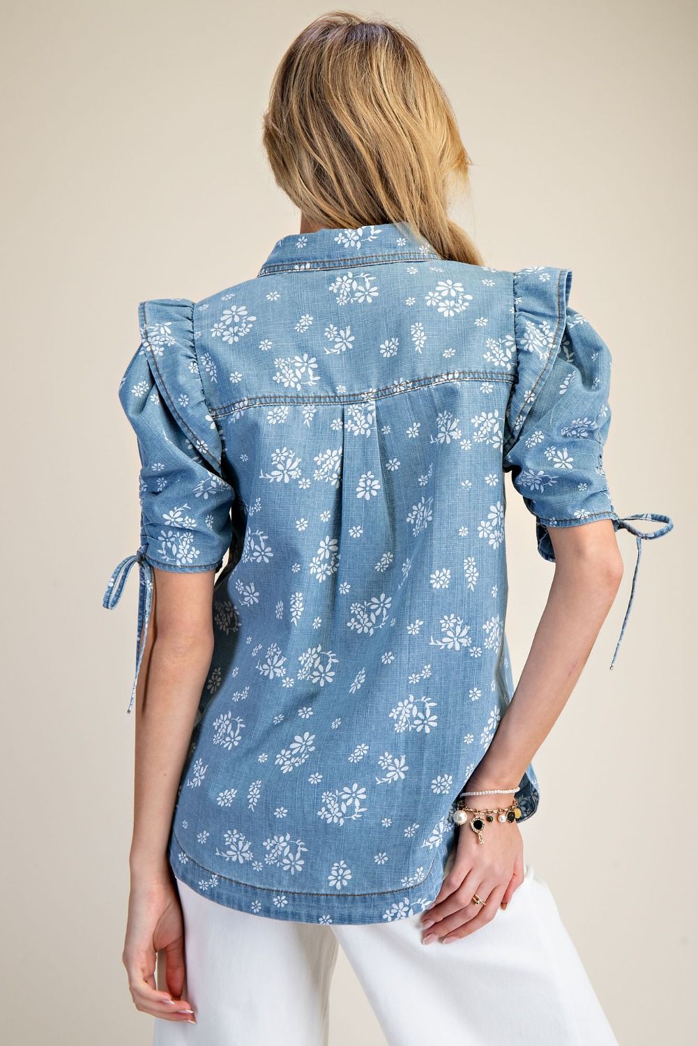 2216 Denim Button Down Top