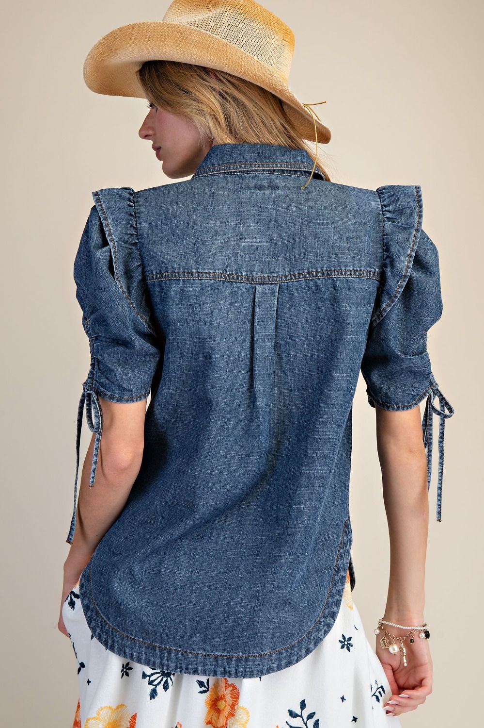 2216 Denim Button Down Top