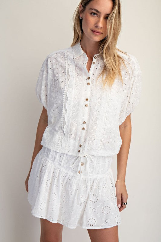 2202 White Eyelet Shirt