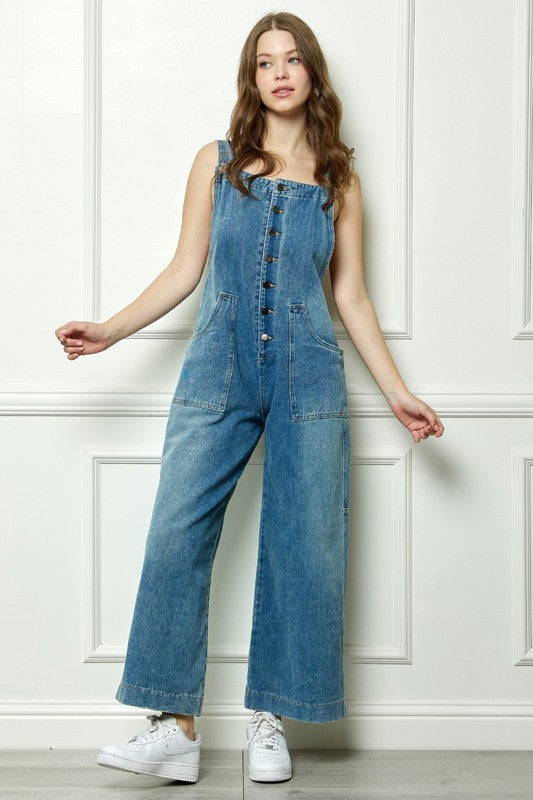 1037 Medium Wash Denim Overall