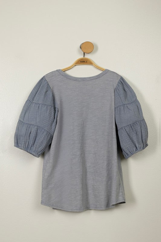 2111 Puff Sleeve Cotton T-Shirt