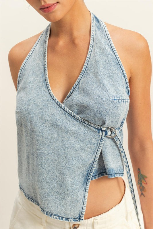 1444 Halter Denim Top