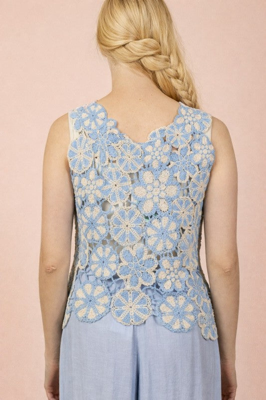 2239 Floral Crochet Top