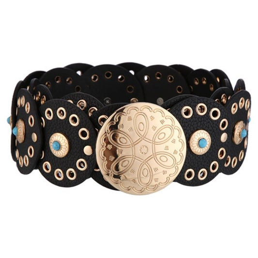 1666 Leather Eyelet Circles Belt